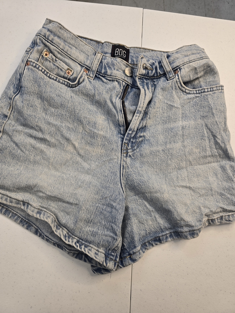 BDG Light Wash High-Rise Denim Shorts